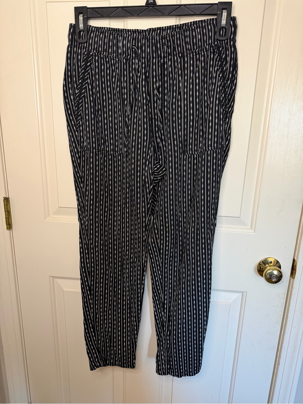 Old Navy Black and White Striped Pull-On Pants - Picture 1 of 5